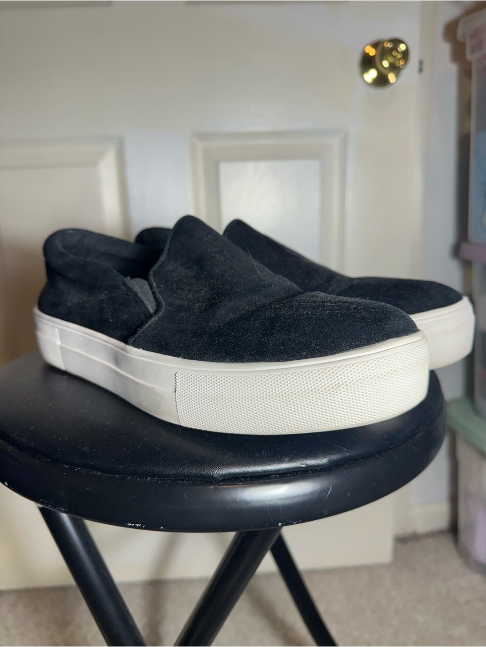Steve Madden Black Suede Slip-On Platform Sneakers